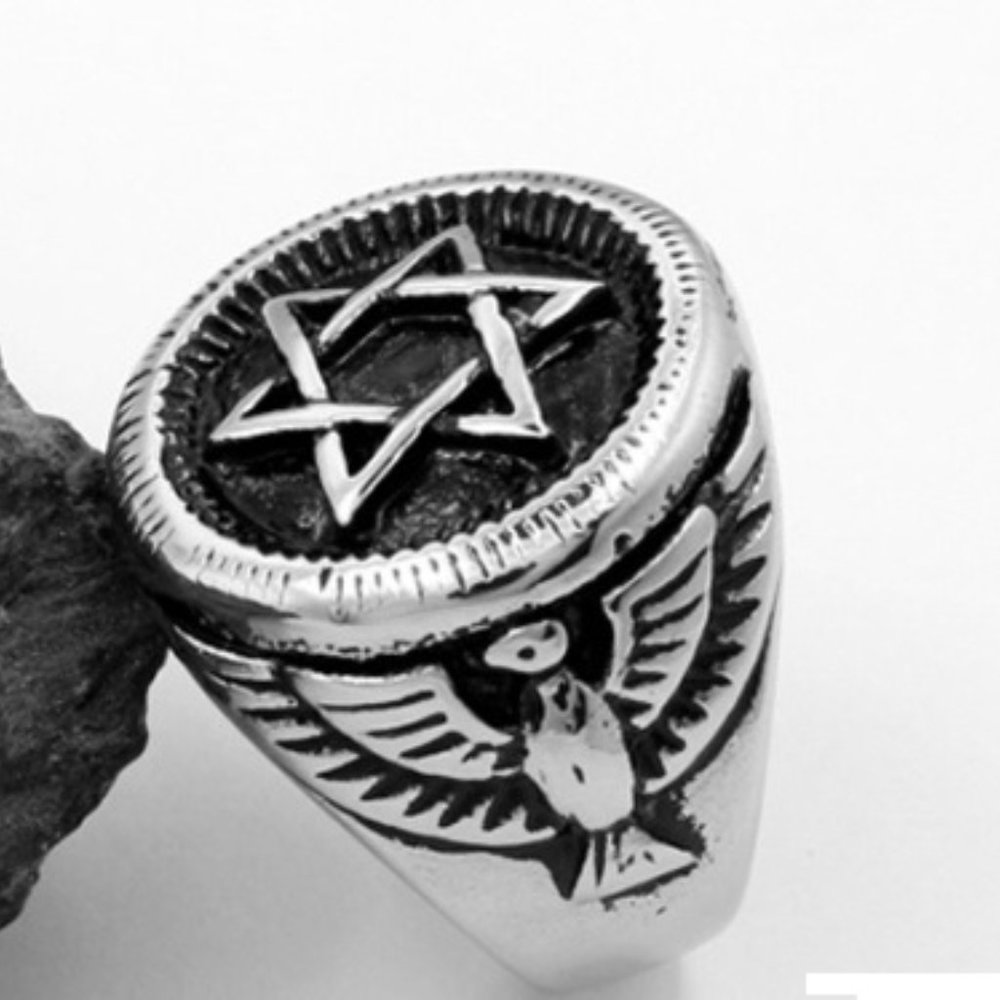 FREEMASON RING MASTER MASON MASONIC RING SILVER COMPASS & SQUARE G REGALIA